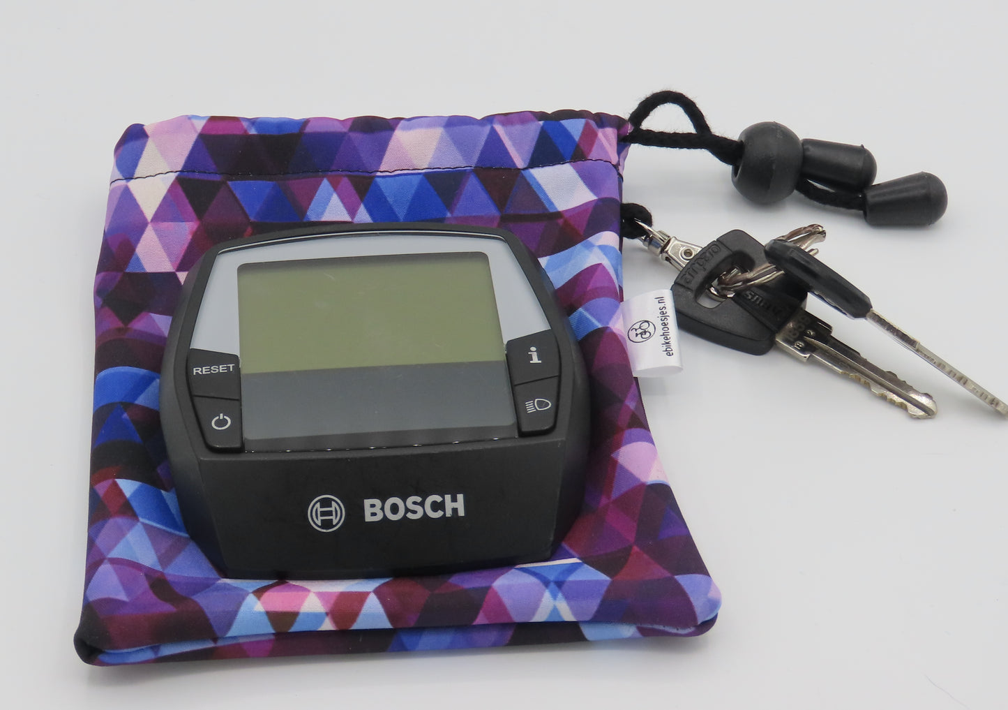 Ebike hoesje L display Bosch intuvia DLX Driehoekje op paars softshell