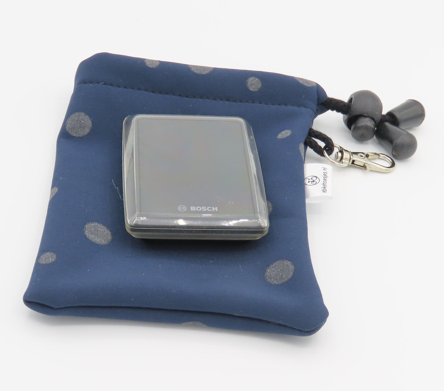 Ebike hoesje M display Stip op donker blauw softshell DLX