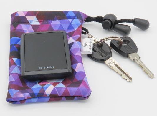 Ebike hoesje M display Bosch Kiox 500 Driehoekje op paars softshell DLX