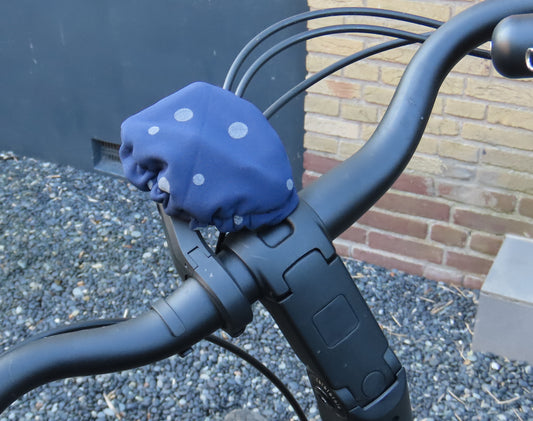 Ebike hoesje display vaste bafang display DP-C271 stip op donker blauw softshell G